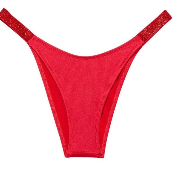 Victoria Secret Large L Brazilian Bikini Bottom Shine Strap Strawberry Pink - Picture 8 of 8